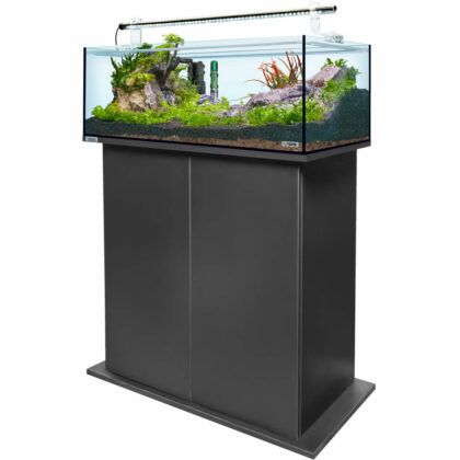 Aquarium ein Komplettset mit LED Beleuchtung, Innenfilter und Heizer, sera AquaTank 96 Liter mit Fixture und 100 cm Unterschrank Black,
