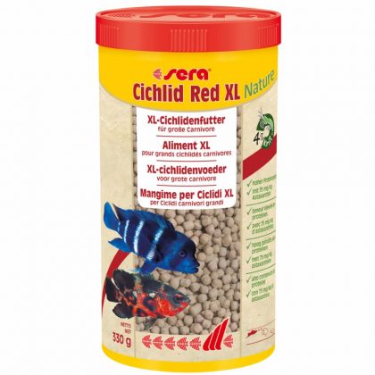 sera Cichlid Red XL Nature – Hauptfutter für größere carnivore Cichliden, Malawi & Tanganjika, 1l/3,8l/10l