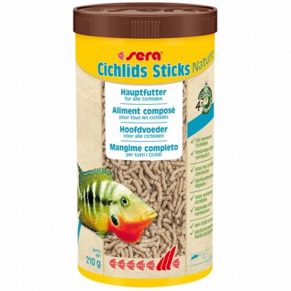 sera Cichlids Sticks Nature – Hauptfutter für Buntbarsche, 250ml/1l/10l