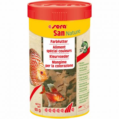 sera San Nature – Flockenfutter mit Krill zur Farbentwicklung, 100ml/250ml/1l/10l
