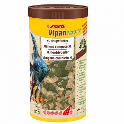 sera Vipan Nature Großflocke XL – Hauptfutter mit Insektenmehl, Flockenfutter mit prebiotischer Wirkung, 1l/10l/21l