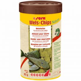 sera Wels-Chips Nature, Fischfutter für raspelnde Ancistrus und L-Welse