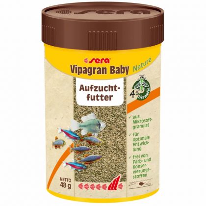 sera Vipagran Baby Nature – Mikrosoftgranulat für Jungtiere mit Insektenmehl, 50ml/100ml/2,2l